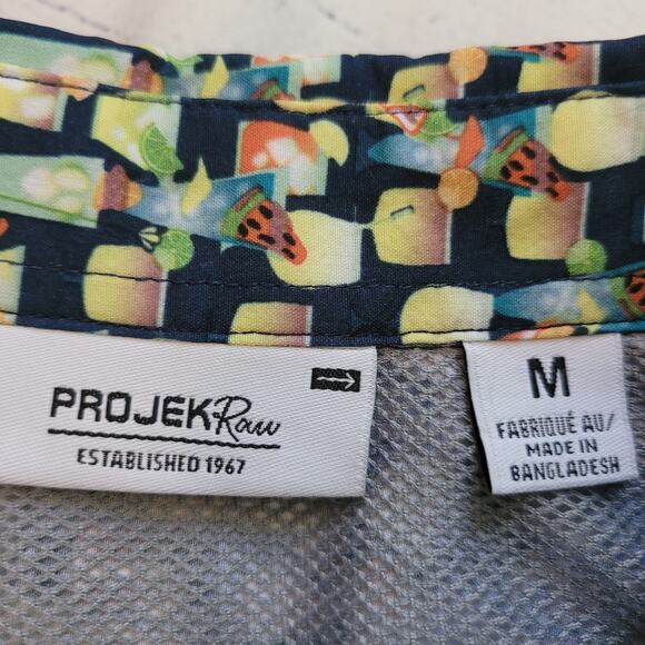 Projek Raw Size M Tropical Drink Print Short Sleeve Button Up Vacation Shirt - Picture 8 of 9
